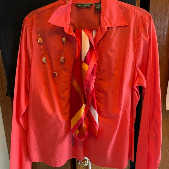 Necklace and bracelet set, orange/salmon pink - Picture 5 of 5